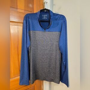 Real Essentials Men's Long Sleeve 1/4 Zip Shirt - Blue and Gray Sz XL